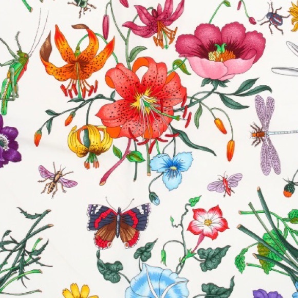 Gucci Black Flora II Silk Scarf NWOT - Picture 9 of 16